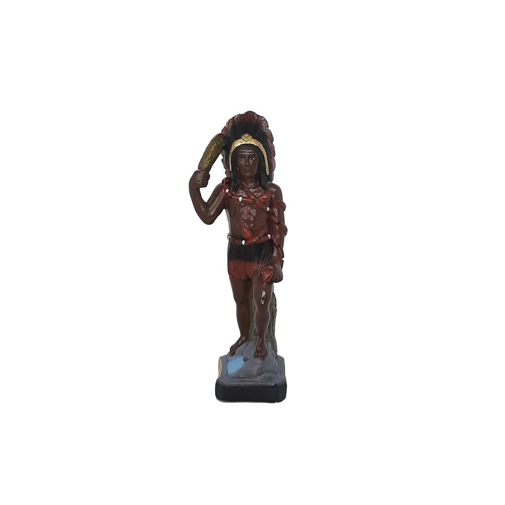 Escultura Estatueta Estátua Caboclo Cobra Coral Umbanda Candomblé Imagem Em Gesso 27cm Altar Congá Porteira Tronqueira