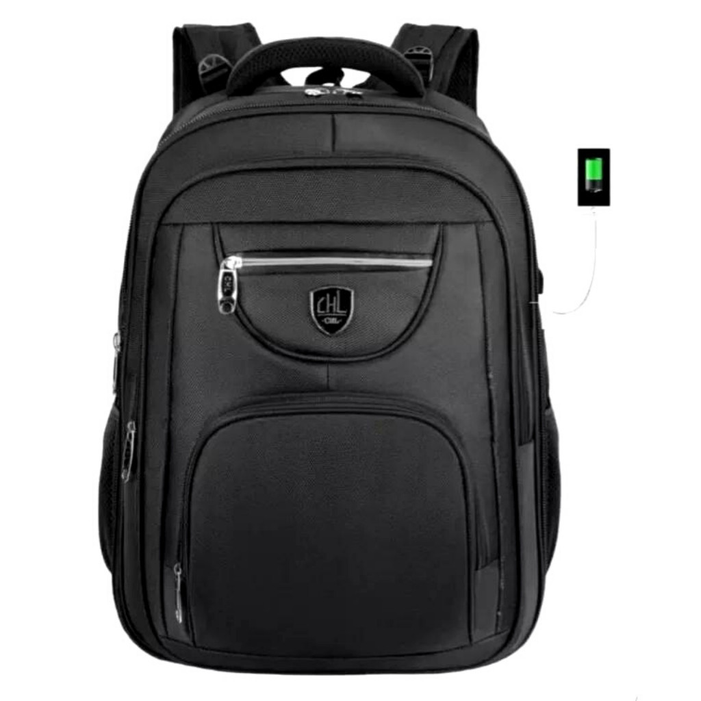 Mochila Masculina Com Capa De Chuva Embutida Bolsa Grande Reforçada Para Notebook Entrada USB Impermeável