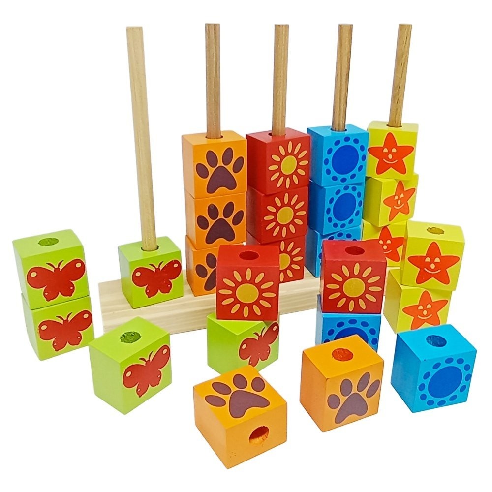 Cubos Seriados Brinquedo Educativo em Madeira - Carimbras