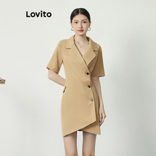 Lovito Vestido Casual Liso Assimétrico Para Mulheres L77ED123