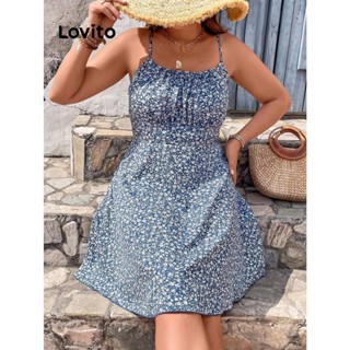 Lovito Vestido Plissado Floral Plus Size Boho Ditsy Para Mulheres LSE01030
