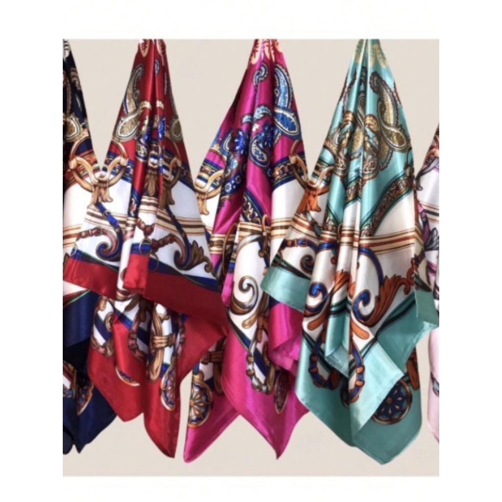 KIT 2/3/6 Lenços Cetim Seda Elegante Primavera Grande 90x90(várias estampas) pode usado por camisa
