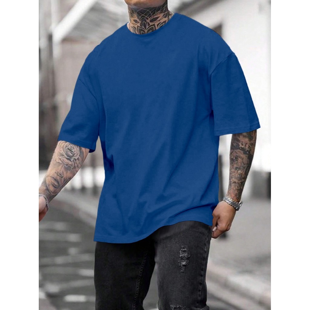 T Shirt Plus Size Clássica Azul Royal  Promoção Camiseta Larga Confortável Blusa Oversized Esportiva