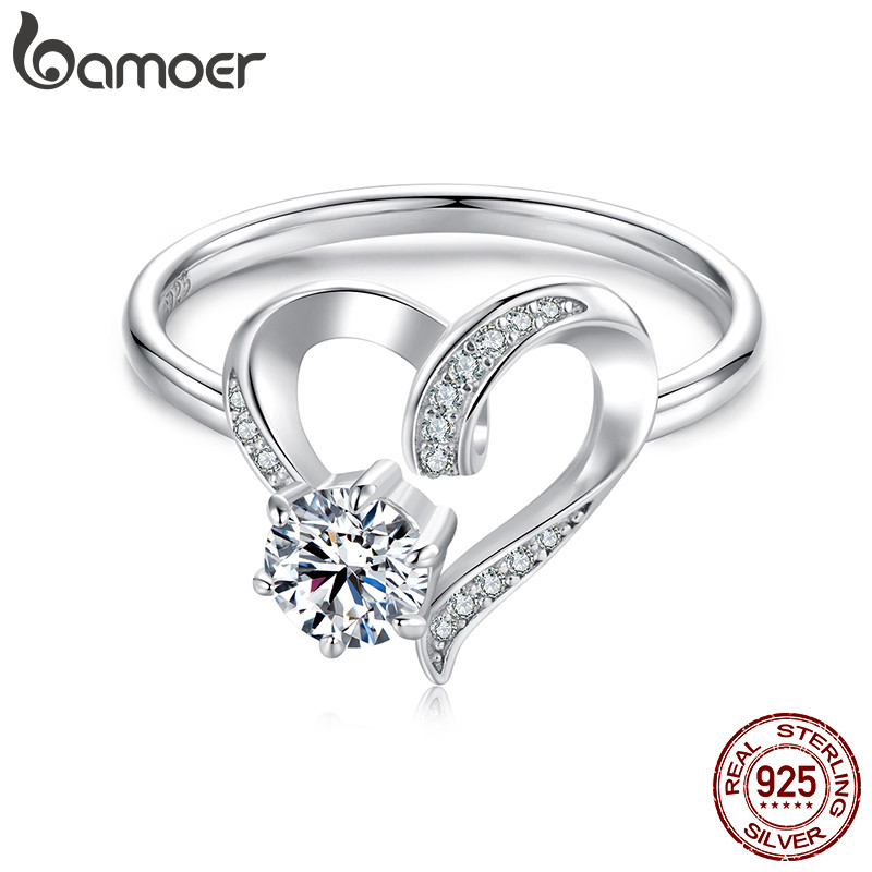 Anel De Prata Esterlina 925 Bamoer Forever Love Moissanite Joias Da Moda Presentes Para Mulheres