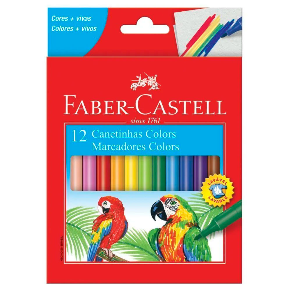 Caneta hidrográfica Colors 12 cores 150112CZF Faber-Castell em Oferta na Shopee