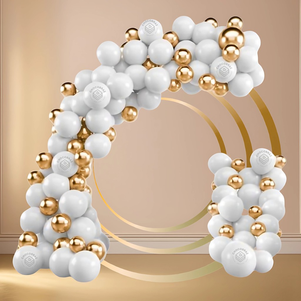 Kit 150 Balões BRANCO 7”+ OURO Metalizado 5” - Balão Bexiga Liso/Cromado Para Festas KIT90 - Home & Living