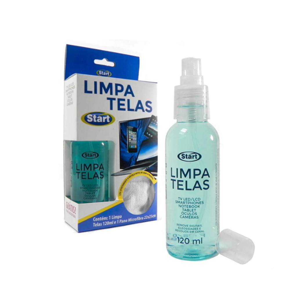 Limpa Telas 120ml + Pano Microfibra Start - Cameras & Drones