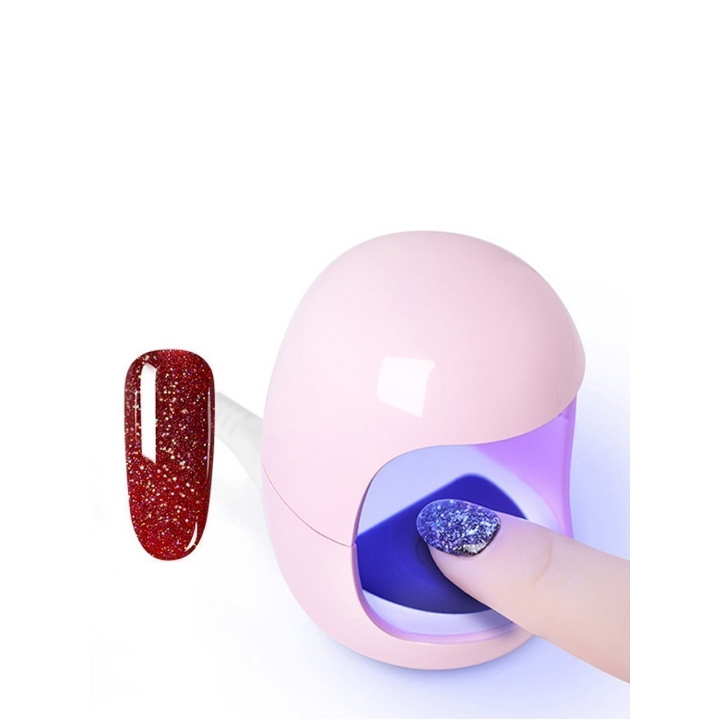 Mini Cabine Secador Unha Portátil Individual ROSA Rápido Esmalte c/ LED UV cor de blanco o...