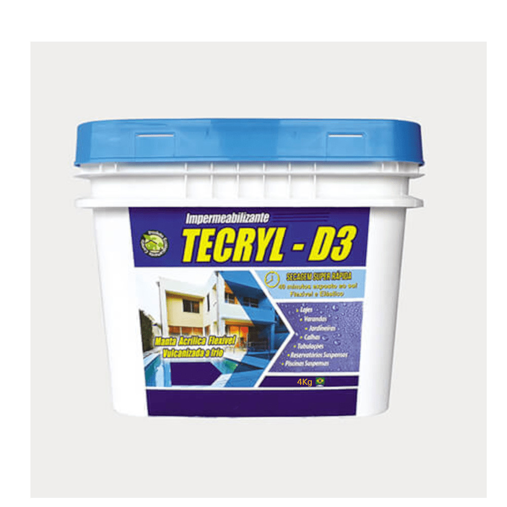 IMPERMEABILIZANTE MANTA LÍQUIDA TECRYL D-3 4KG BRANCA em Oferta na Shopee