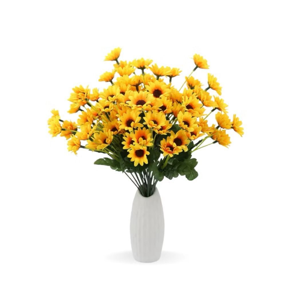 Buquê de Mini Girassol com 21 Flores Buquê Decorativo Toque Real Enfeite