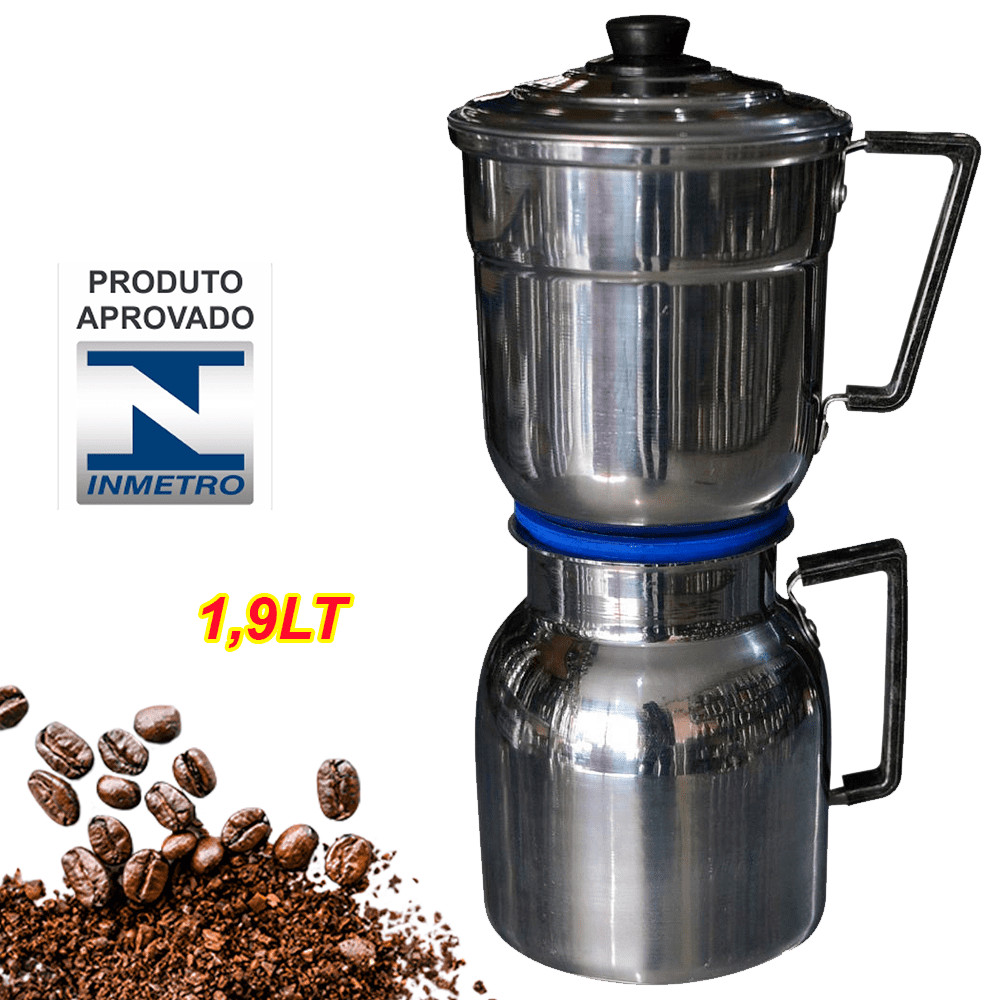 Cafeteira Grande 1,9 Litros Aluminio Polido (produto certificado INMETRO)