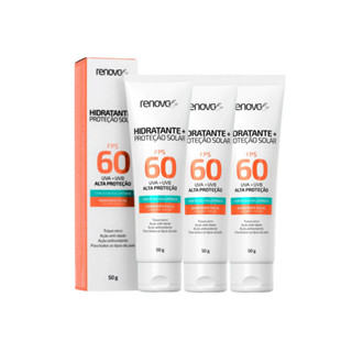 3 Hidratantes Facial com Proteção Solar FPS 60 Ácido Hialurônico - Renova Be