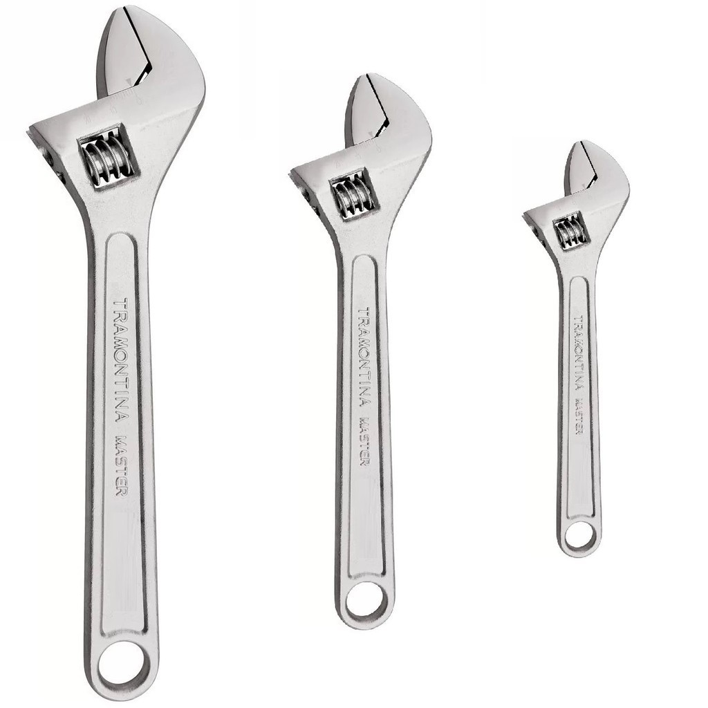 Kit Chave Inglesa Ajustável 6 8 10 Polegadas Aço Tramontina