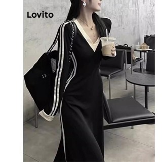 Lovito Vestido Casual Patchwork Contrastante Para Mulheres LNA40037