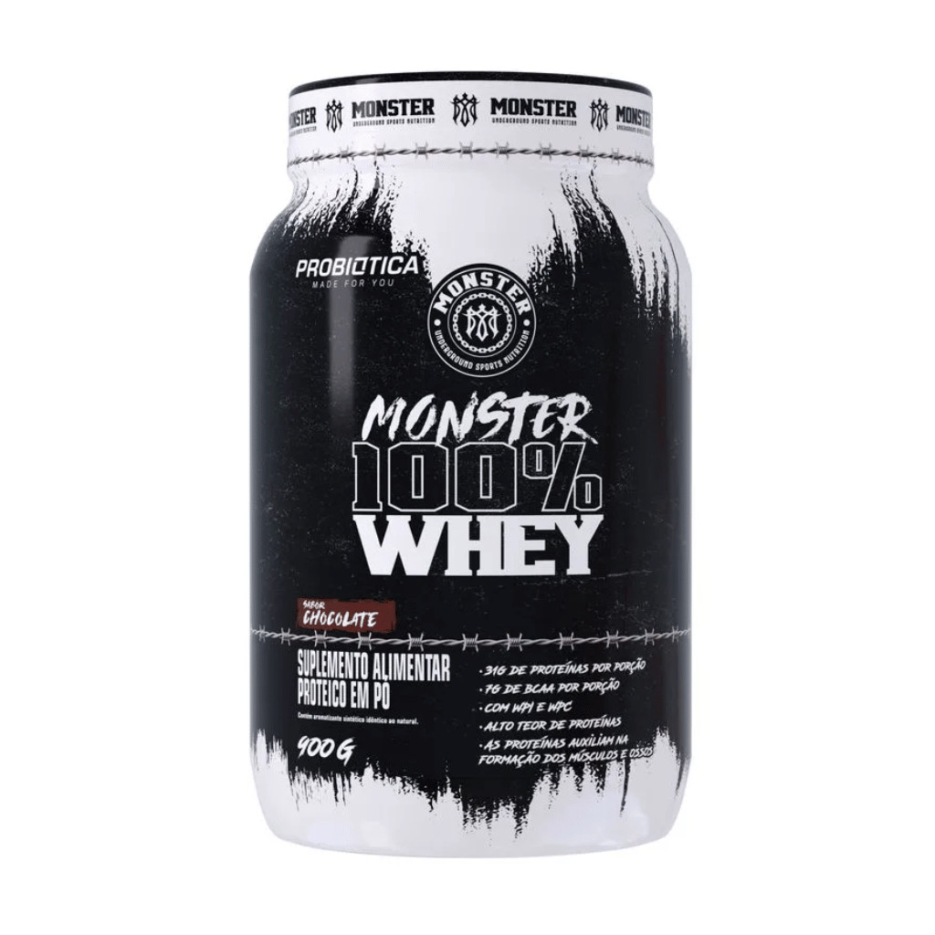 Whey Protein 100% Probiótica Monster  - Pote 900g