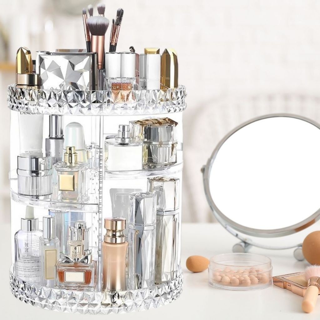 Organizador De Cosmético Maquiagem Acrílico Giratório 360º+ Organizador Acrílico Porta Alg...