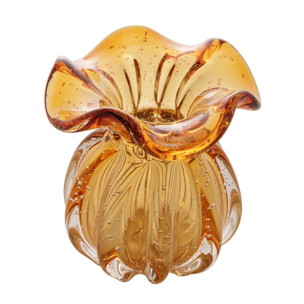 Vaso Wolff Italy de Vidro Âmbar 11,5cm x 13cm - Home & Living