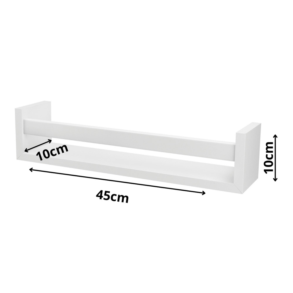 Prateleira Revisteiro de Maderia Prat.k Cor Branco 10x10x45cm Montado Completo Organizador Decoração