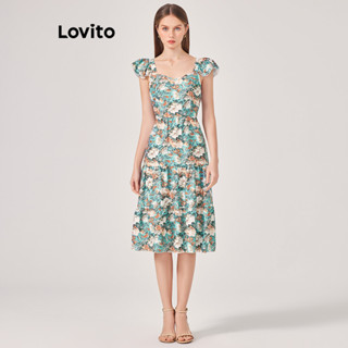 Lovito Casual Vestido Feminino com Estampa Floral L71ED230 (Multicor)