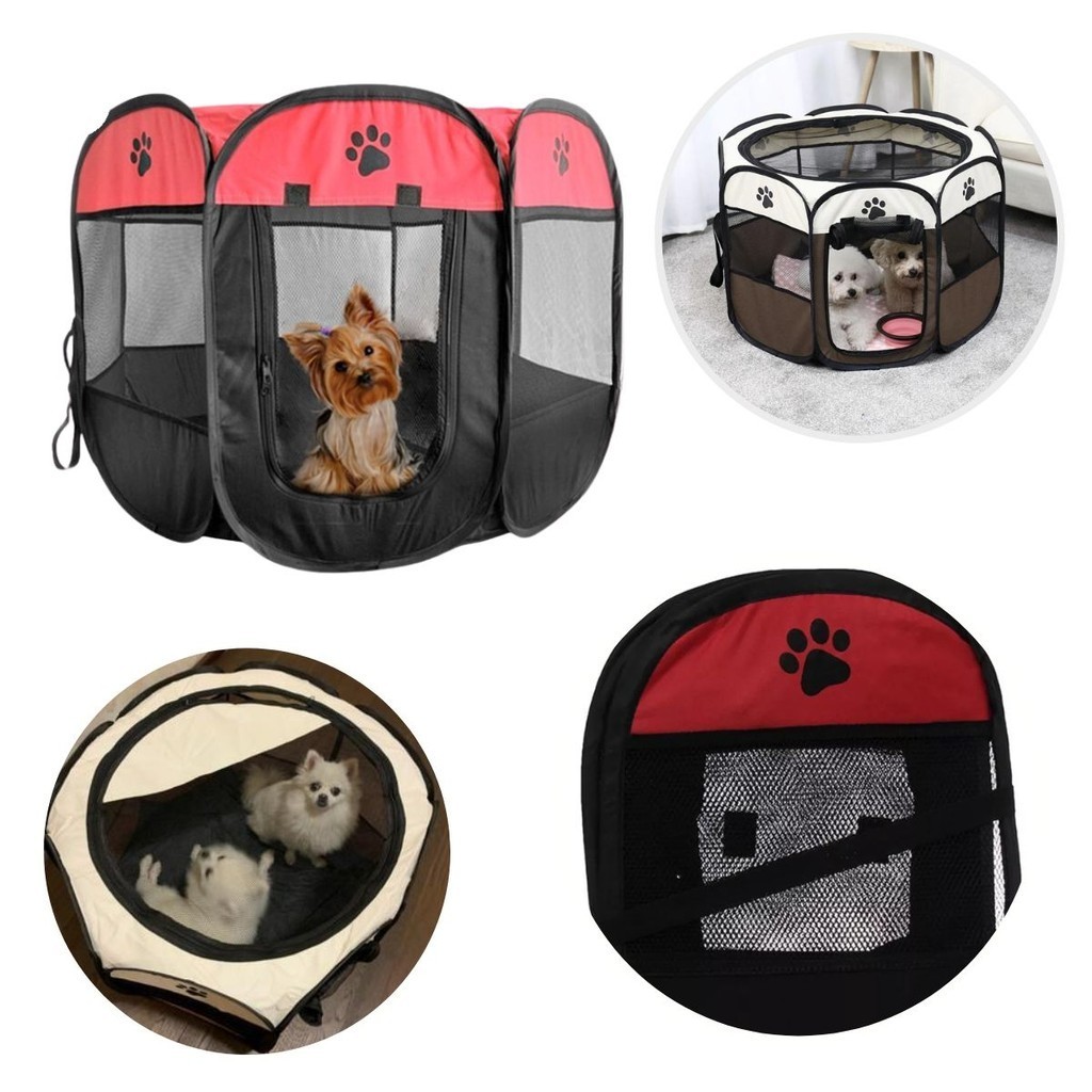 Casinha Cercado Dobrável Portátil Cão Gato Pet Chiqueirinho Proteção Filhotes Viagem Conforto Segurança