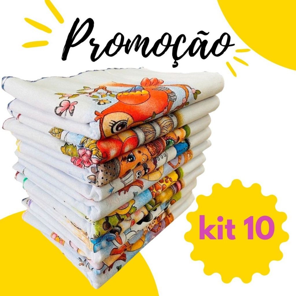 Pano de Prato estampado original de Pia 100% algodão 30x38 com kit 10 estampado em Oferta na Shopee