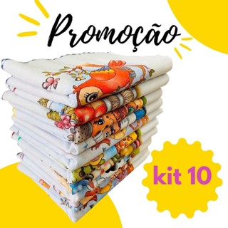 Pano de Prato estampado original de Pia 100% algodão 30x38 com kit 10 estampado em Oferta na Shopee