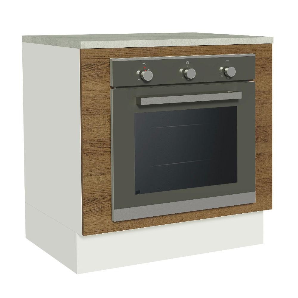 Balcão para Forno de Embutir 80 x 60 cm Com Tampo Branco/Rustic Glamy, Stella Madesa em Oferta na Shopee