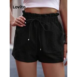 Lovito Shorts Básicos Casuais Com Bolso Liso E Cordão Para Mulheres LSE01084