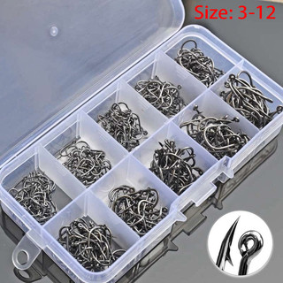 100~600Pcs Conjunto De Anzóis De Pesca Tamanho Misto Carpa De Aço De Alto Carbono Corda Gancho Acessórios Em Círculo Off
