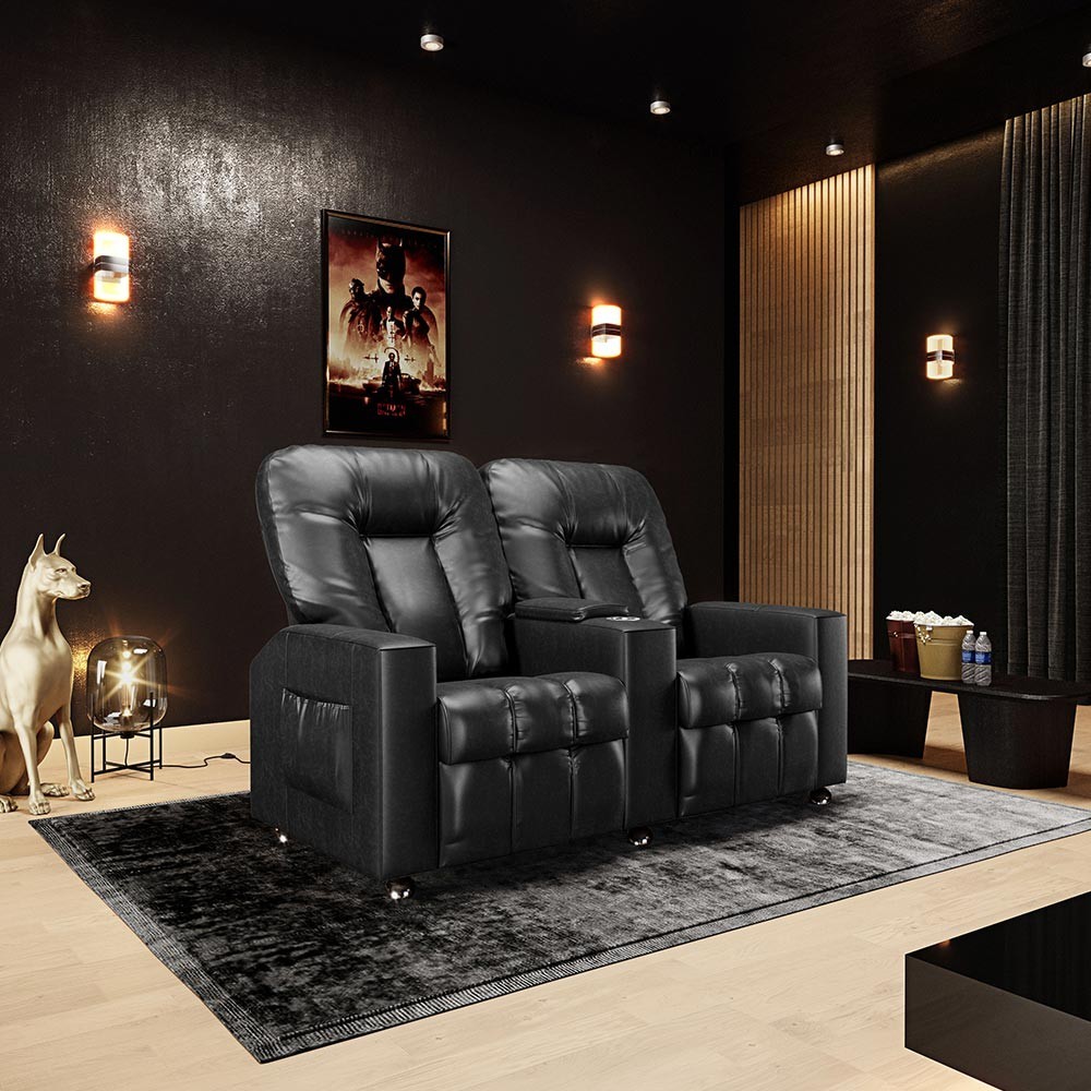 Poltrona do Papai Reclinável 2 Lugares Manual Facto Preto Sala Cinema Romeo F05 Lyam Decor em Oferta na Shopee