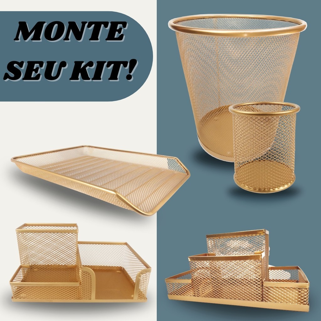 Monte seu Kit | Organizadores de Escritório - Lixeira, Bandeja, Porta Lápis, Organizador de mesa | Premium em Oferta na Shopee