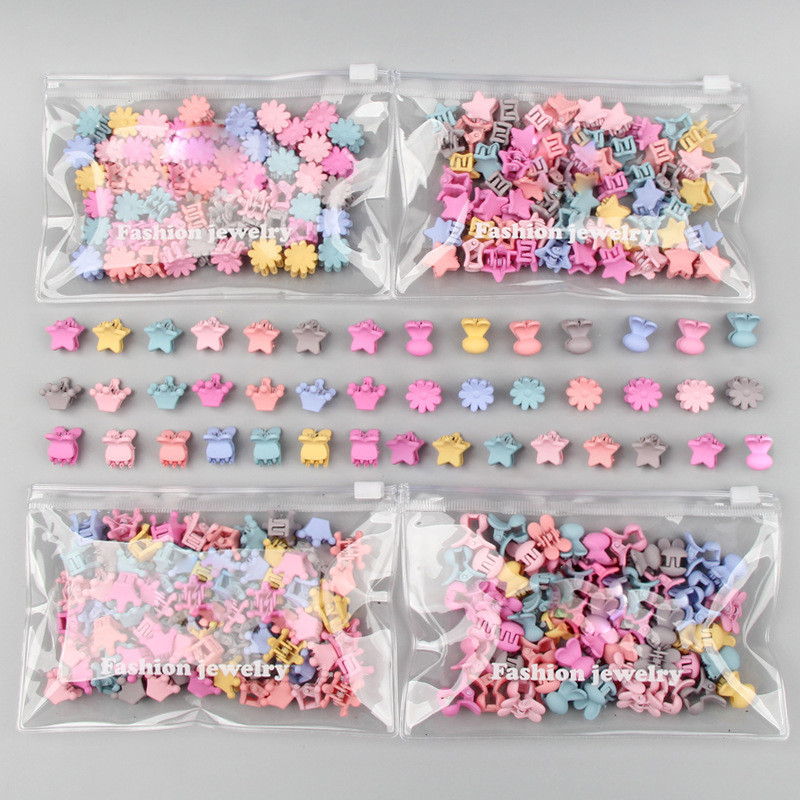 30Pcs/Bag Mini Clipes De Garras De Cabelo Fofinhos Para Meninas Grampos Coloridos Estrela Da Coroa