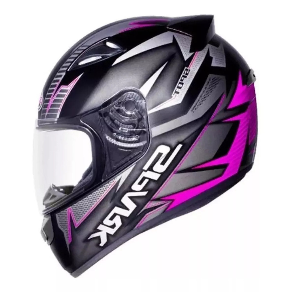 CAPACETE EBF SPARK FEMININO SPOT PRETO E ROSA FOSCO