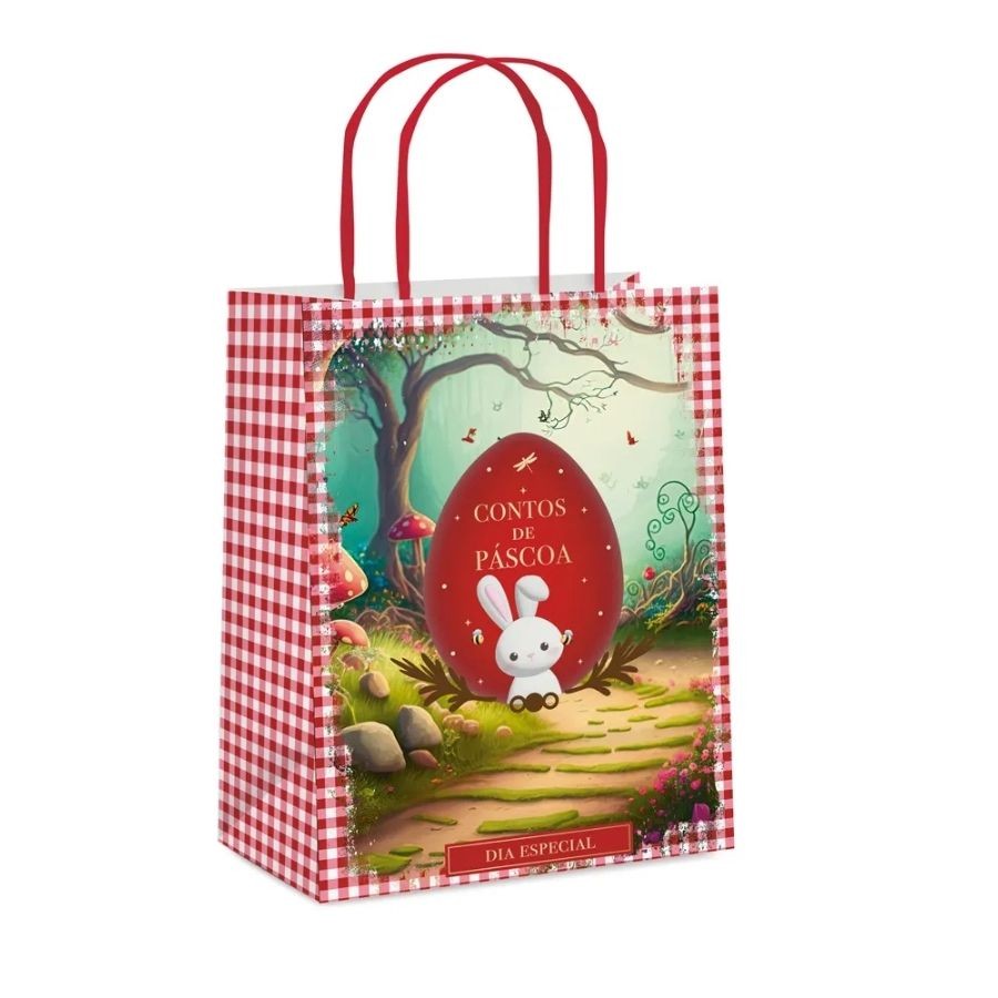 Sacola De Papel De Páscoa - Contos De Páscoa Vermelho - 10 unidades - Cromus - Rizzo - Stationery