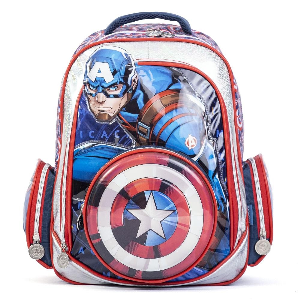 Mochila Infantil Masculina Marvel Capitao America Azul em Oferta na Shopee