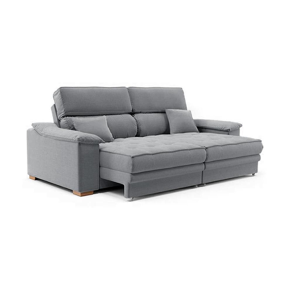 Sofá 3 Lugares Retrátil e Reclinável Lupin Linho Cinza 180 cm em Oferta na Shopee