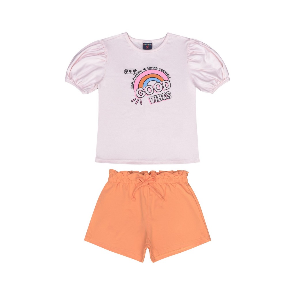 Conjunto Infantil Menina com Blusa e Shorts Guloseima em Oferta na Shopee