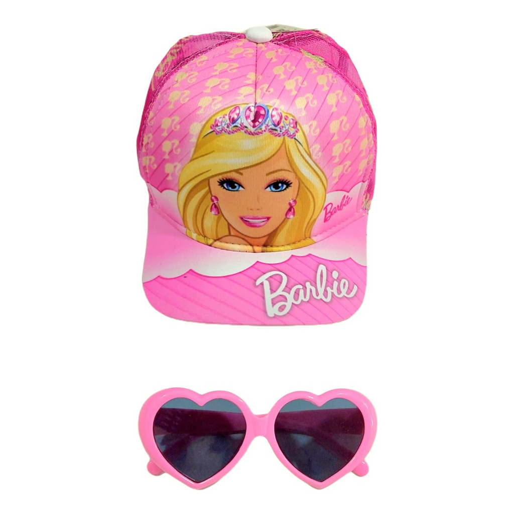 Kit Boné Infantil Barbie E Óculos De Sol Verão Meninas