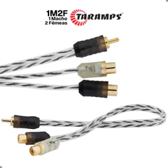 Cabo Y 1M 2F 1 Macho 2 Fêmeas Injetado RCA Flexível Transparente Taramps para Som Automotivo