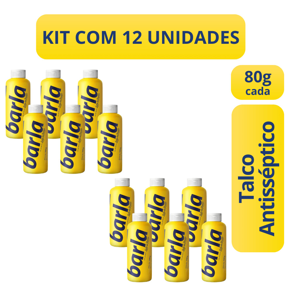 Kit c/12 Talco Barla Antisséptico 80g