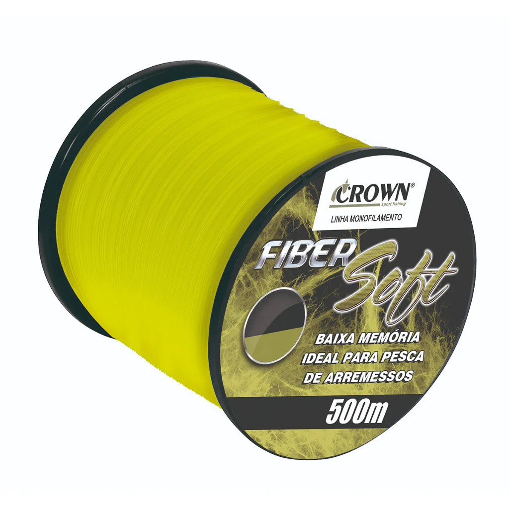 Linha Monofilamento Crown Fiber Soft 500m - Amarelo