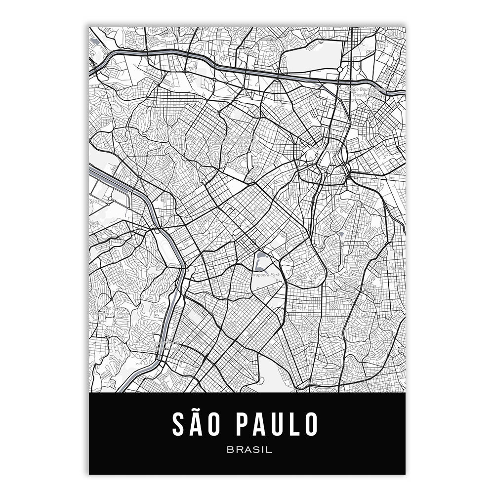 Placa Quadro Decorativo Mapa Cidade São Paulo Sp Brasil Poster