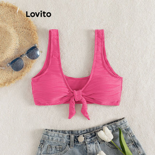 Lovito Tops De Biquíni Sexy Com Nó Simples Para Mulheres LNL36051 (Rosa Quente)