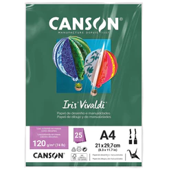 Papel Color Vivaldi A4 120g Verde Escuro com 25 folhas Canson