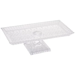 Travessa de Cristal com Pé Lys 34cm x 17cm x 11cm Wolff para Mesa Posta Cozinha Decoração Sala Jantar Presente Elegantes