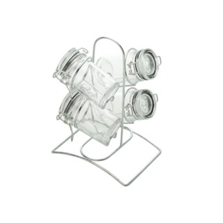 4 Potes para Temperos Lyor de Vidro com Suporte Cromado em Oferta na Shopee