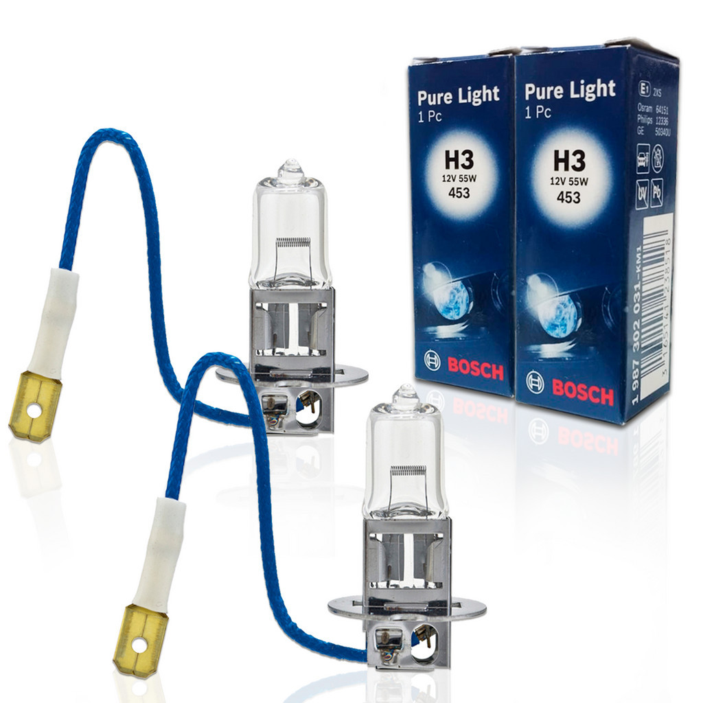 Par 2x Farol Para Carro H3 Pure Light 12V 55w ( Pk22s ) Halógena Lâmpada Luz Automotiva em Oferta na Shopee