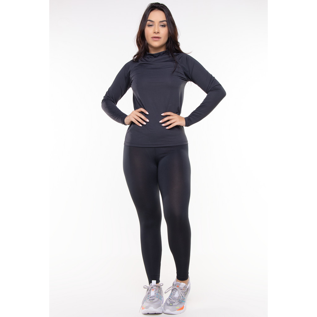 Conjunto Feminino de Camisa + Calça Térmica Adulto Segunda Pele Proteção Solar UV 50+