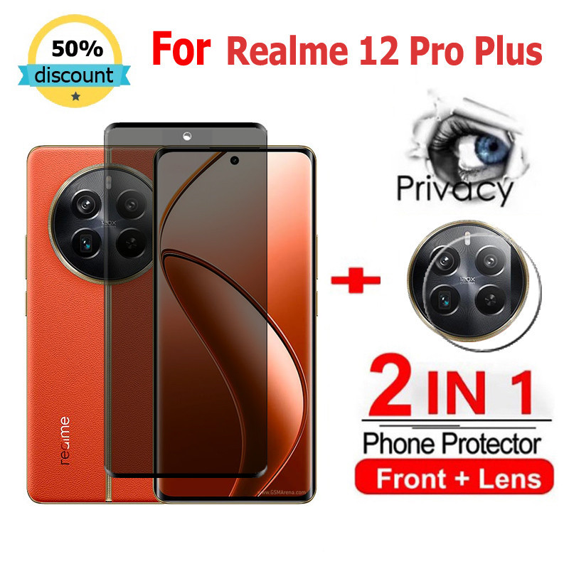 película Realme 12 Pro Plus Privacidade Vidro Temperado Anti-Espionagem Protetor De Tela De Cobertura Total Para Realme 10T 9i 11 10 + 5G C67 C51 C55 C53 Nota 50 Narzo 50 5G Câmera