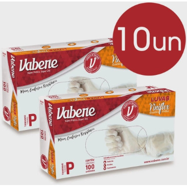 Kit 10 Un Luva Viniflex Vabene/ Descarpack Não é VINIL P, M e G Preta e Transparente